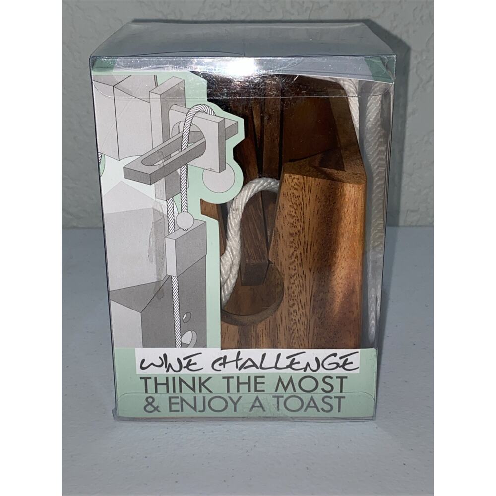 Wine Challenge Bottle Holder Gift Lock Fun‎ Puzzle Game Wood Brain Teaser NEW